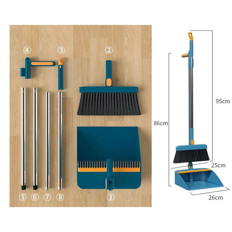 Broom Dustpan Set Combination Household Brushs Inconceivable Incredible Rotating Broom Folding Non Stick Hair Sweeping Tool