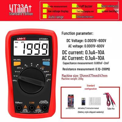 Multimètre numérique Uni-T UT33A à gamme automatique avec rétroéclairage