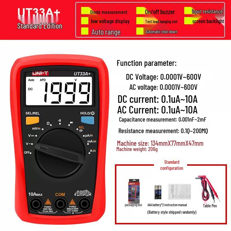 

Цифровий мультиметр Uni-T UT33A з автодіапазоном та підсвічуванням UT33B+ (Battery Test)