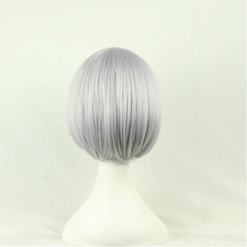 32cm Silky Smooth Full Short Lolita Everyday Natural High Temperature One Size Fits Gray Women's Wig, Wig, Bob, Side-Cut Bangs, Style, Wear, Texture,