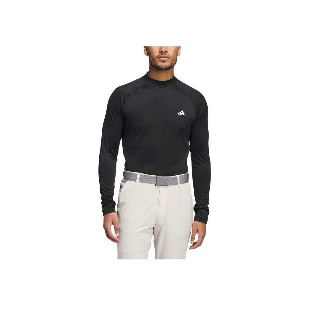 adidas Frío.Listo Jersey de Cuello Alto Sencillo Cómodo Manga Larga Camiseta Tops para Hombre Negro IW1388