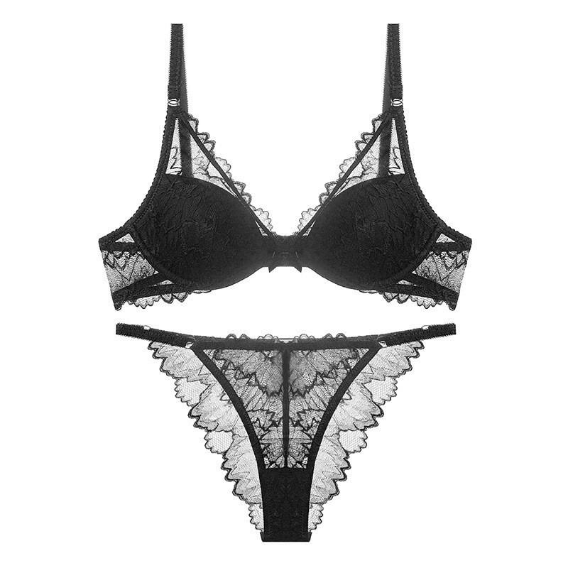 Clearance Sale French Underwear Women's Sexy Deep V Thin Cotton Lace Big Breasts Small Anti-sagging Top Support Underwear