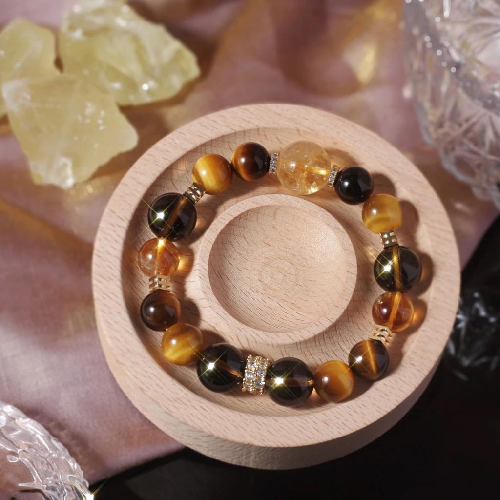 Jinba Da Comprehensive Natural Yellow Tower Crystal Golden Tiger Eye Stone Citrine Design Bracelet for Women Jewelry