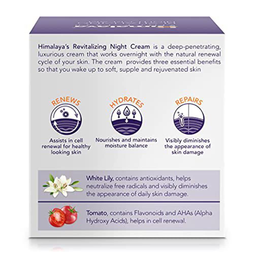 Himalaya Herbals Revitalizing Night Cream For Women 50g – Nourishing Skincare For Soft Glowing Skin & Overnight Moisturizing