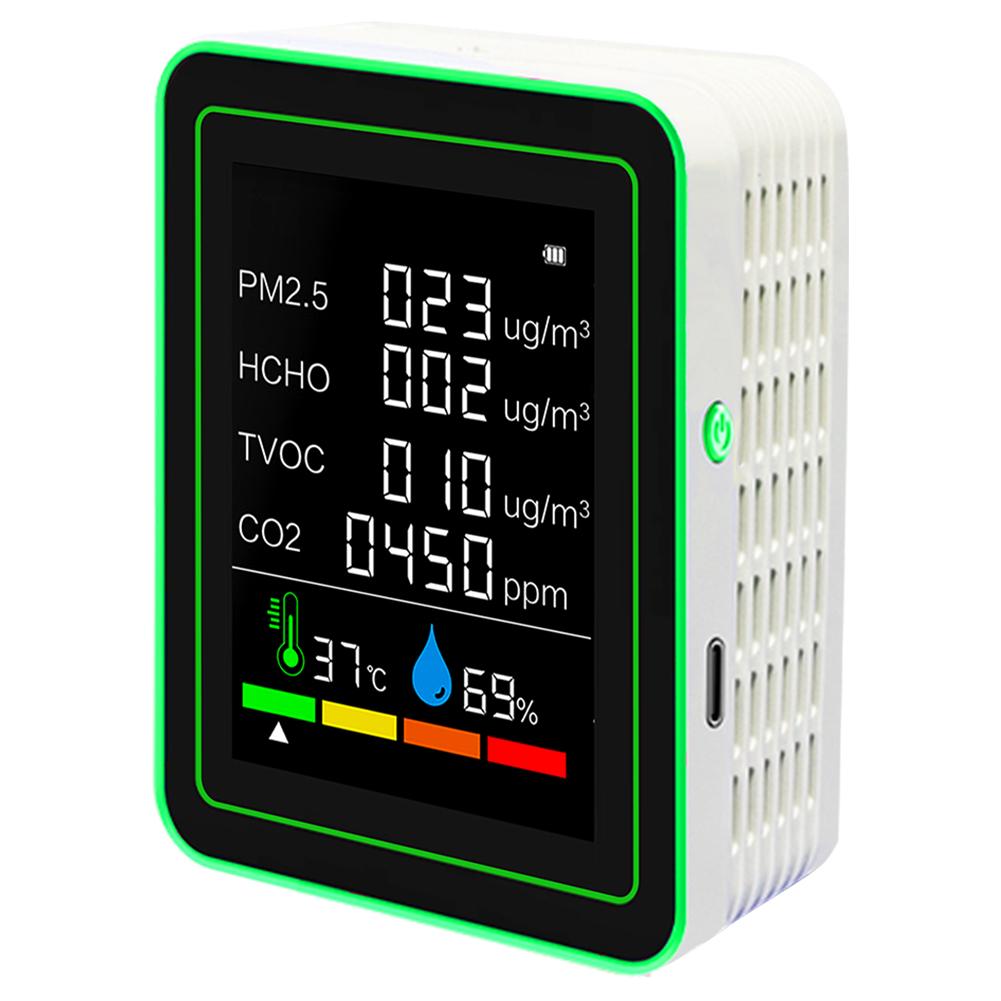 Profession Air Quality Monitor Sensors Detect CO2 PM2.5/PM10 HCHO TVOC Indoor Real-Time Air Detector for Home Cars Plants Pets