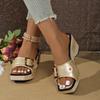 Women's Studded Platform Wedge Sandals, Plus Size Open Toe Casual Summer Outdoor Comfortable Daily Footwear