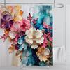 3D Flower Shower Curtain Set Colorful Printing Design Fabric Bathroom Decoration Waterproof Washable Shower Curtain With Hooks