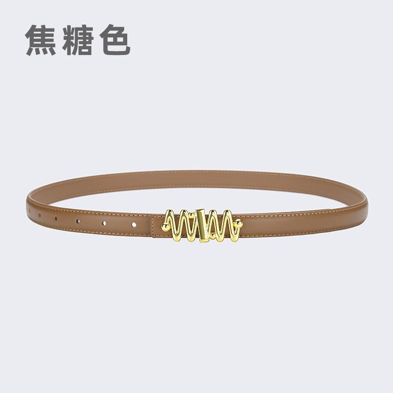 Belt Women'S Jeans Leather Simple Style Decoration Black Casual Thin Belt Tide