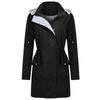 Women Solid Rain Jacket Outdoor Plus Size Waterproof Hooded Windproof Loose Coat