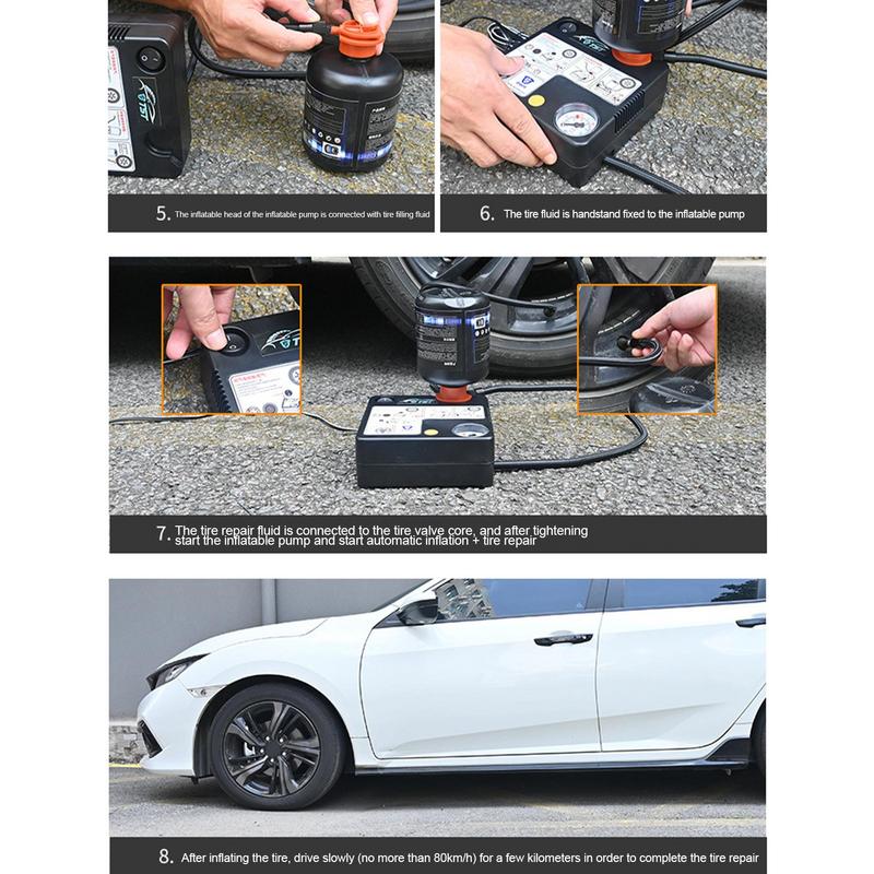Uszczelniacz do naprawy przebić Narzędzia do naprawy opon 450 ml Automatyczny Uszczelniacz do naprawy opon klasy profesjonalnej Szybki pompowacz Do wszystkich