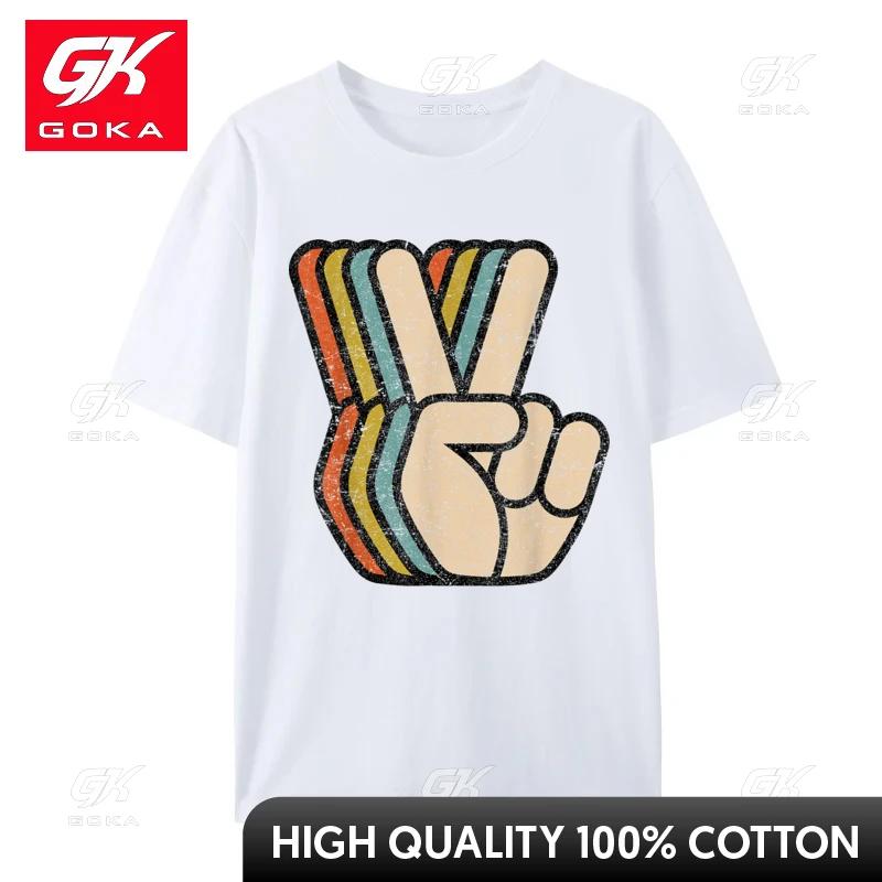 Retro Peace Sign V Fingers Vintage Prevalent Young T Shirts Customized Tees Pure Cotton ONeck Design Sweatshirts