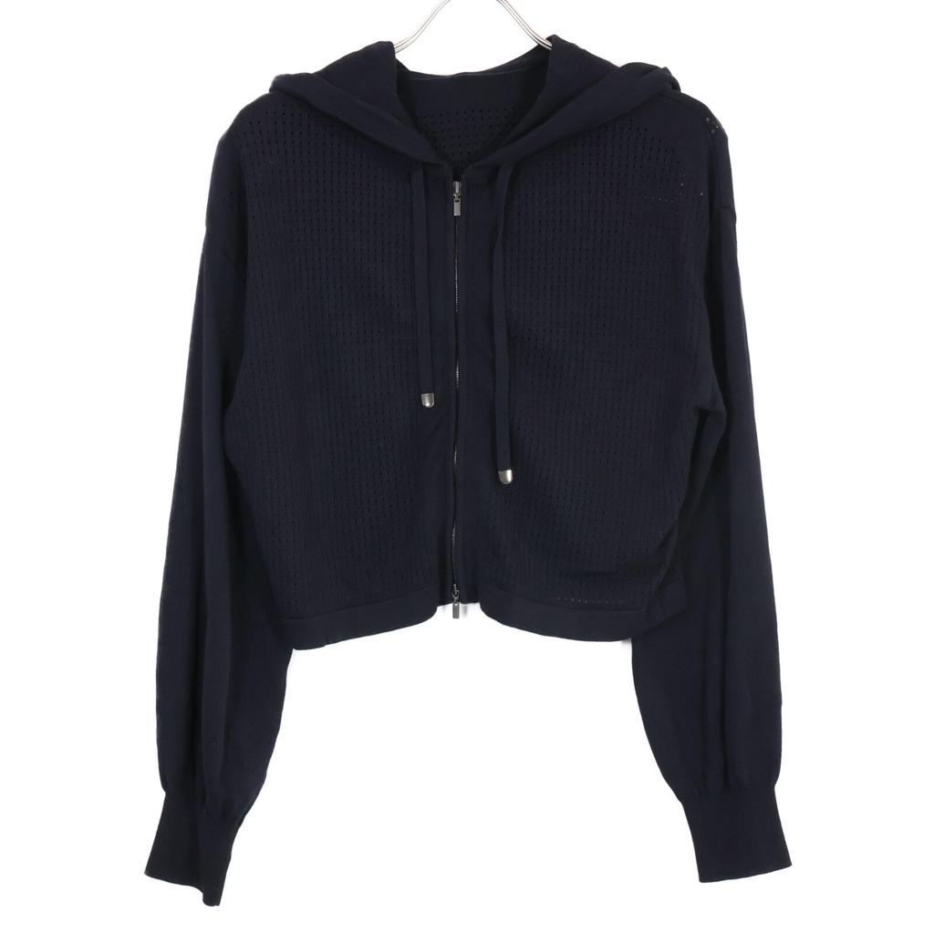 FOXEY 42769 Alessa Cardigan Hooded Knit Tops 38 Midnight blueUsed