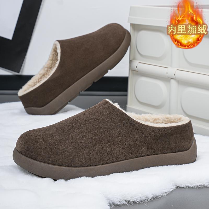 Winter Warm Men Home Slippers Cotton Casual Shoes Comfortable Mens Half Loafers Snow Shoes with Fur Slip-on Light Flat Shoes