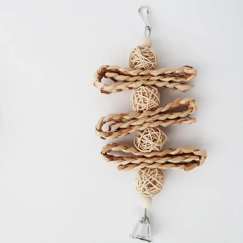 Natural Chew Toy for Pet Bird, Parrot, Macaw, Parakeet, Lovebird Bite Swing Cage Toy, Loofah Vine Ball, Bird Hanging Accessories