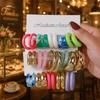 Color C-shaped acrylic earrings, European and American fashion personalized leopard print creative resin jewelry set
