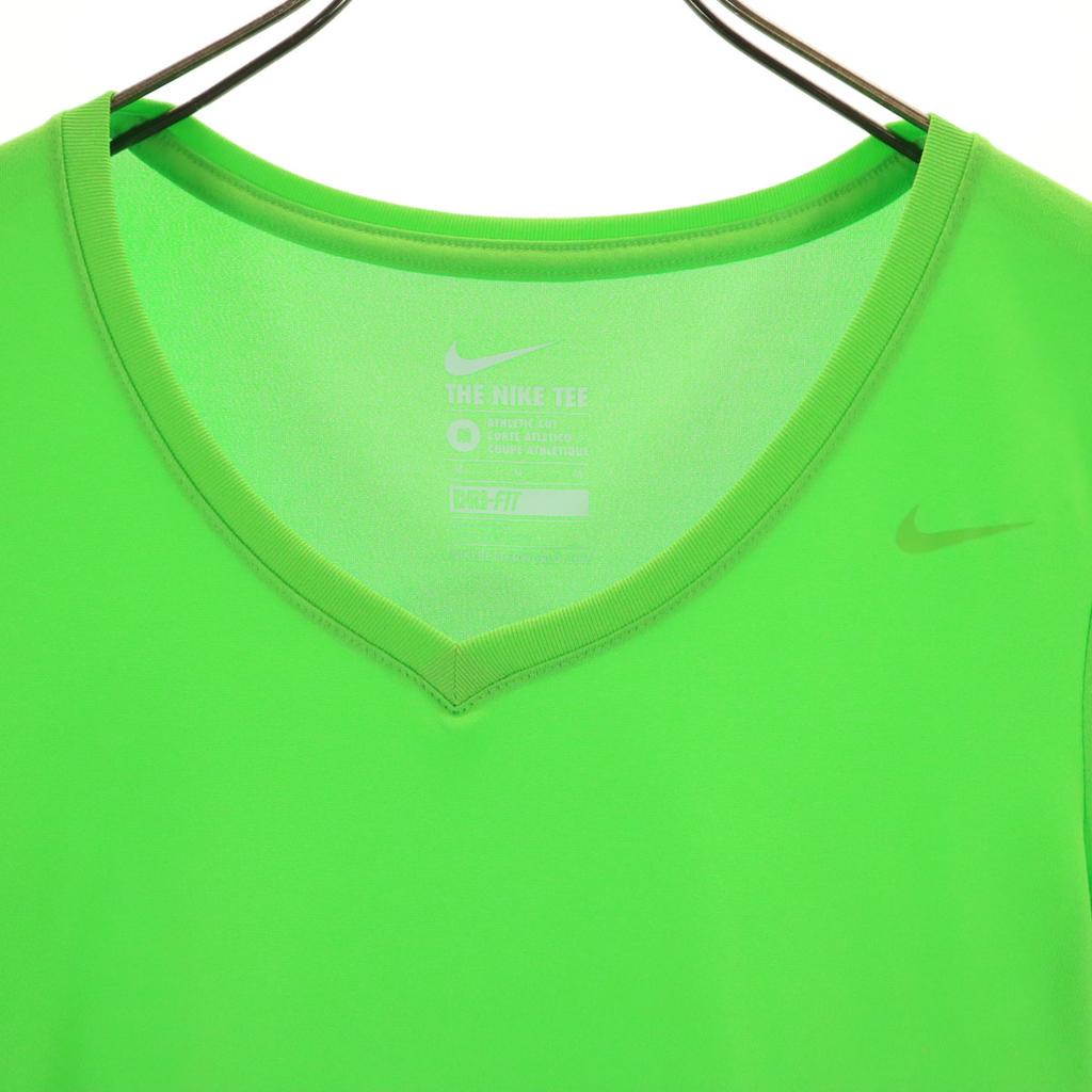 Unused NIKE Short Sleeve V Neck T-shirt M Green System DRI-FIT Women Used