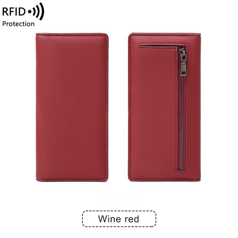 Minimalistyczny Ultracienki Portfel Damski Długi RFID PU Podwójnie Składany Portfel Wielofunkcyjny Woreczek na Monety Karty Kredytowe Torba Ręczna