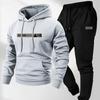 Men'S Two-Piece Set, Casual Round Neck Long Sleeve Hooded Sweatshirt and Sweatpants Set, Suitable for Winter and Autumn, Sportswear Set