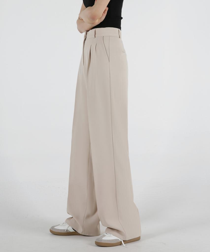 Eum Women'S Triple-Height Fitted Wide Straight Back Elastic Waist Slacks 5 Colors (C Type)