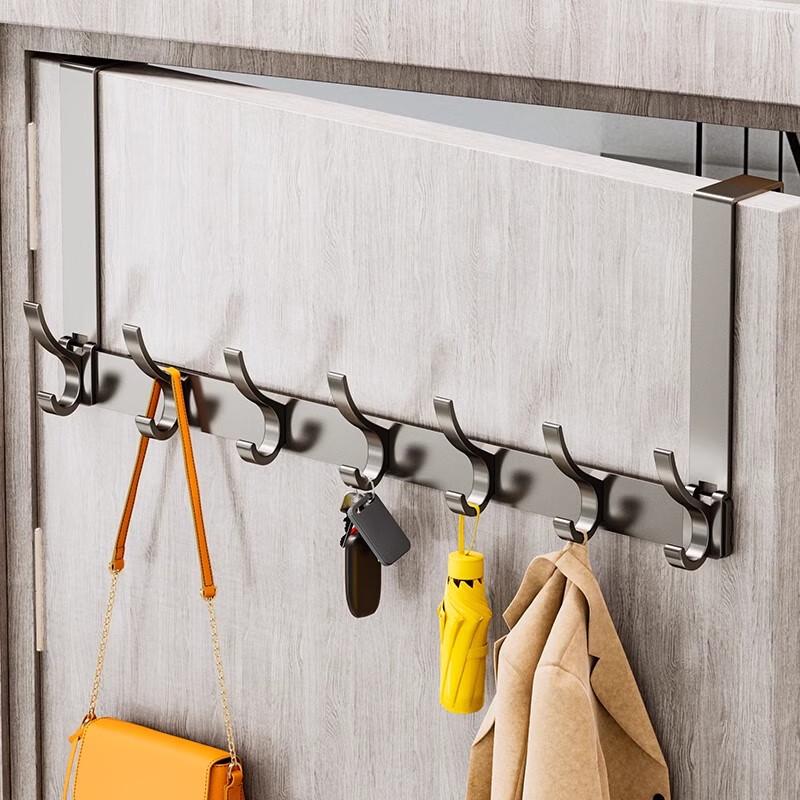 Punch-Free Aluminum Over-the-Door Hook Rack