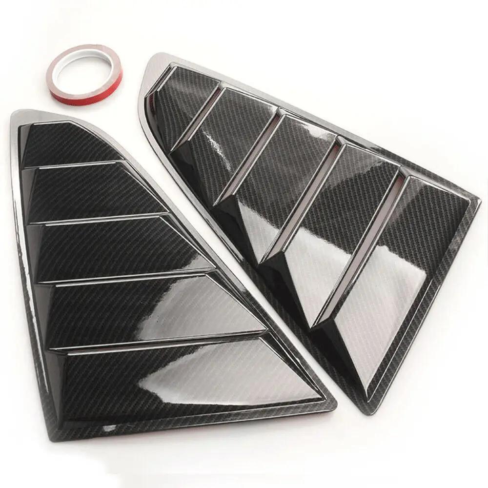 For Ford Mustang 2015-2020 Car Rear Louver Window Side Shutter Cover Trim Sticker Vent Scoop ABS Carbon Fiber Black Accessories