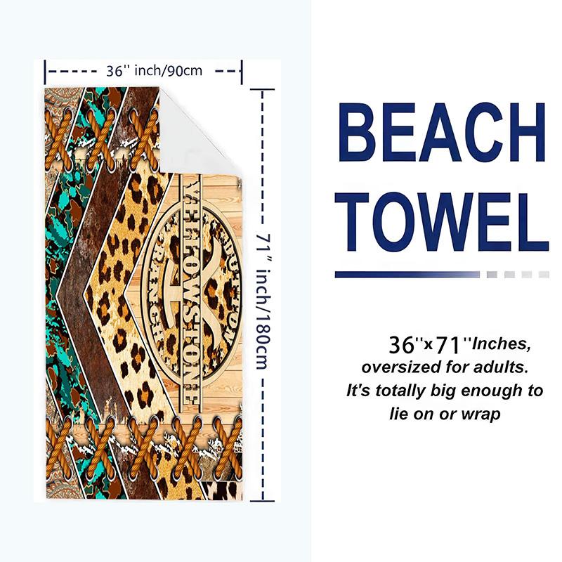 Western Series Yellowstone Print Beach Towel, Large Soft Quick Dry Towel for Beach Camping Swimming