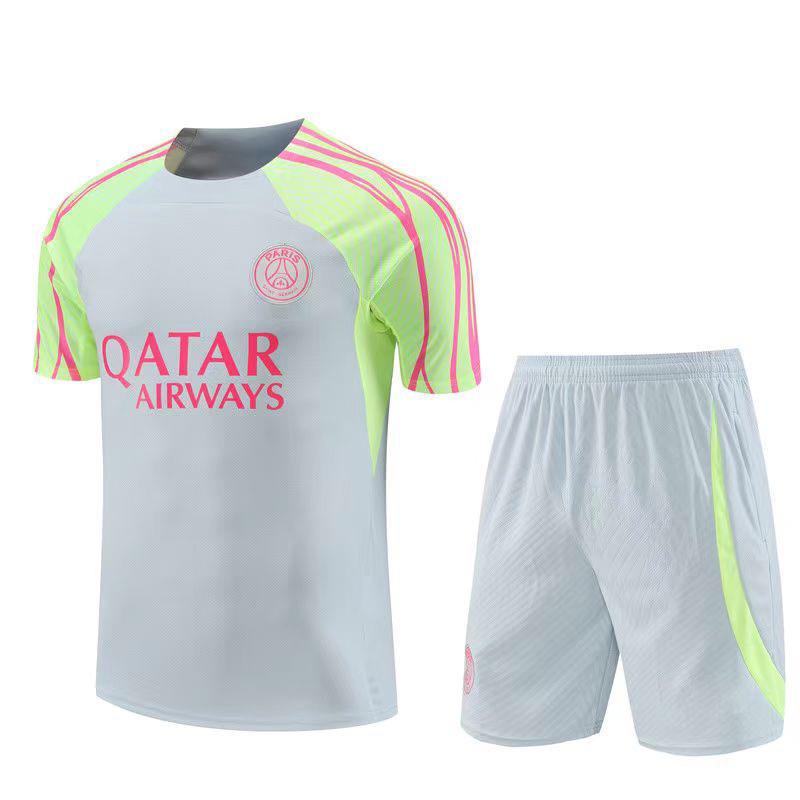 Paris Short Sleeve Training Jersey Set for Adults & Children - Summer Pre-Match Sports Kit
