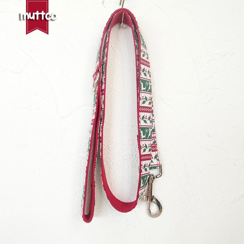 MUTTCO Christmas Deer Dog Collar & Leash Set UDL-094 L