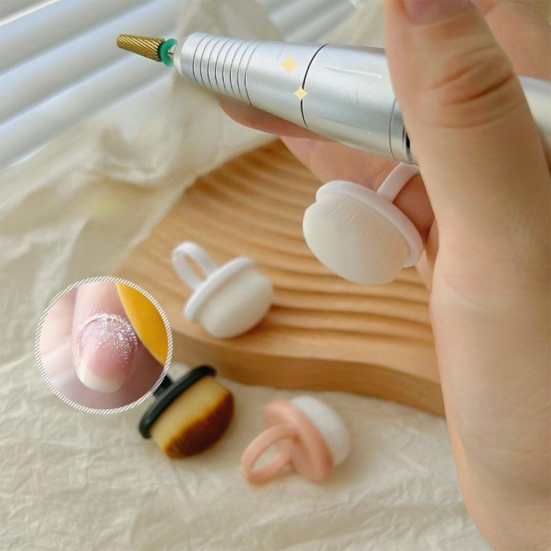 Nail Polishing Dusting Brush Mini Adjustable Finger Ring Cleaning Brush for Nail Technician