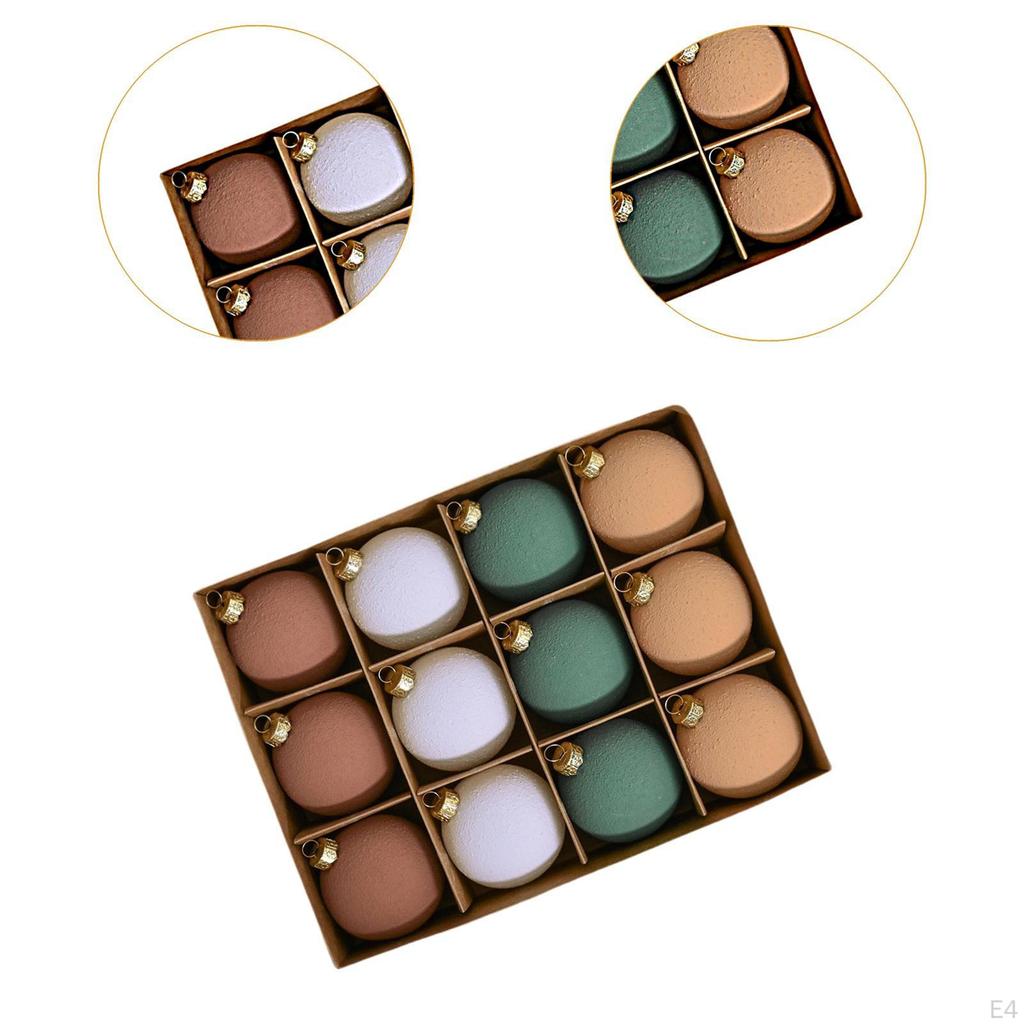 12Pcs Christmas Ball Ornaments Tree Hanging Decorations Decorative Flocking Texture Craft