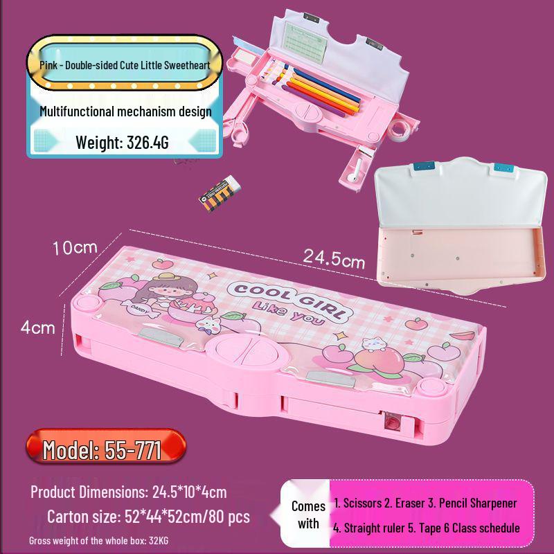 Astuccio Double-sided ad Ampia Capacità per Ragazzi e Ragazze - Scatola Versatile per Cancelleria Scolastica