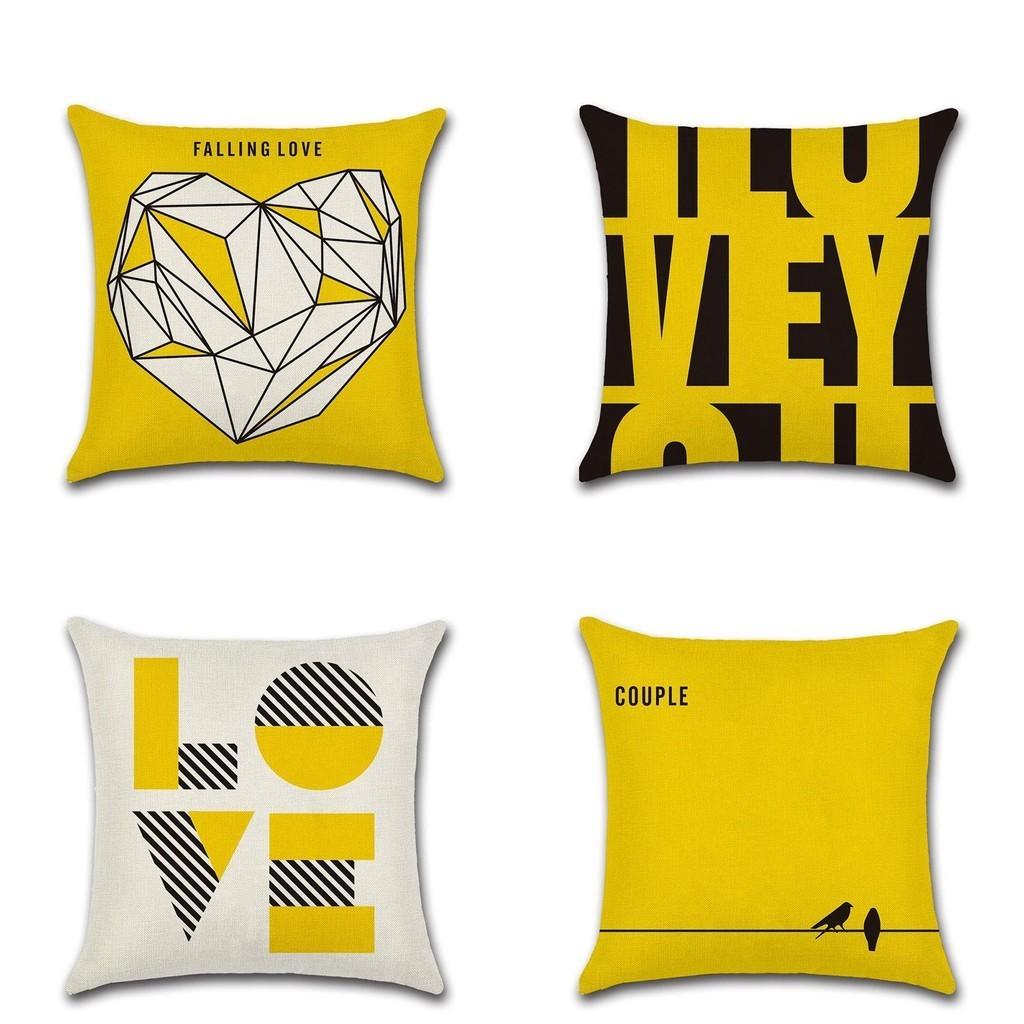 Luxurious 45x45cm Soft Linen Square Pillow Case For Stylish Love Series Decor