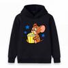 Cute Mouse Eat Popcorn Print Kids Hoodie Boys Girls Casual Long Sleeve Pullover Sweatshirt Lightweight Comfortable Hooded Top For  Wear Streetwear