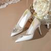 Fashion Luxury Rhinestones Satin Women Pumps Spring Summer Fashion Pointed toe Office Lady High heels Female Wedding Bridal Dress Shoes