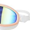 Swimming Goggles Antifog Leakproof Large Frame Clear Fashionable Swim Goggles for Men Women Pink Electroplate