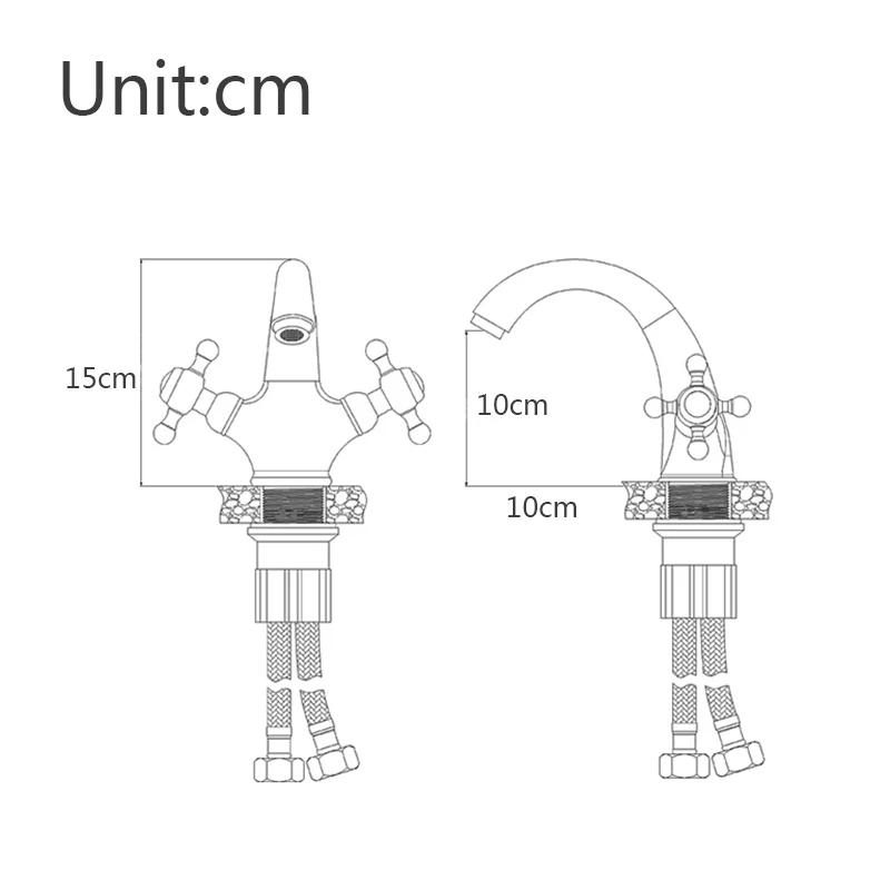 Senlesen Antique Faucet Bathroom Basin Faucet Two Handles Washbasin Taps Solid Brass Deck Mounted Hot Cold Water Mixer Tap,Gold