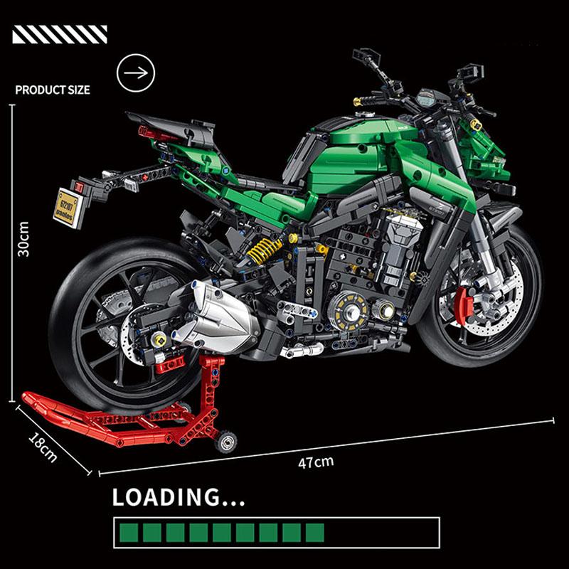 Technical MOC Kawasakied Z1000 Motorcycle Model Building Blocks City DIY Motorbike Racing Car Bricks Toys For Children Boy Gifts