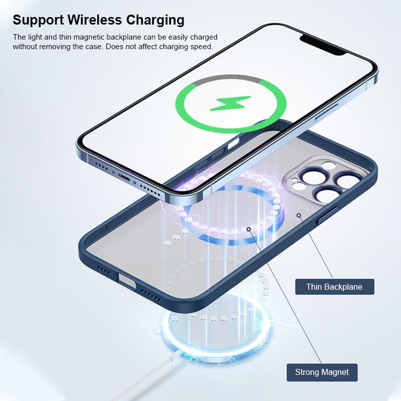 Glass Lens Magnetic Wireless Charging Case For iPhone 14 Plus 13 Pro MAX 12 Candy Color Silicon Bumper PC Transparent Cover
