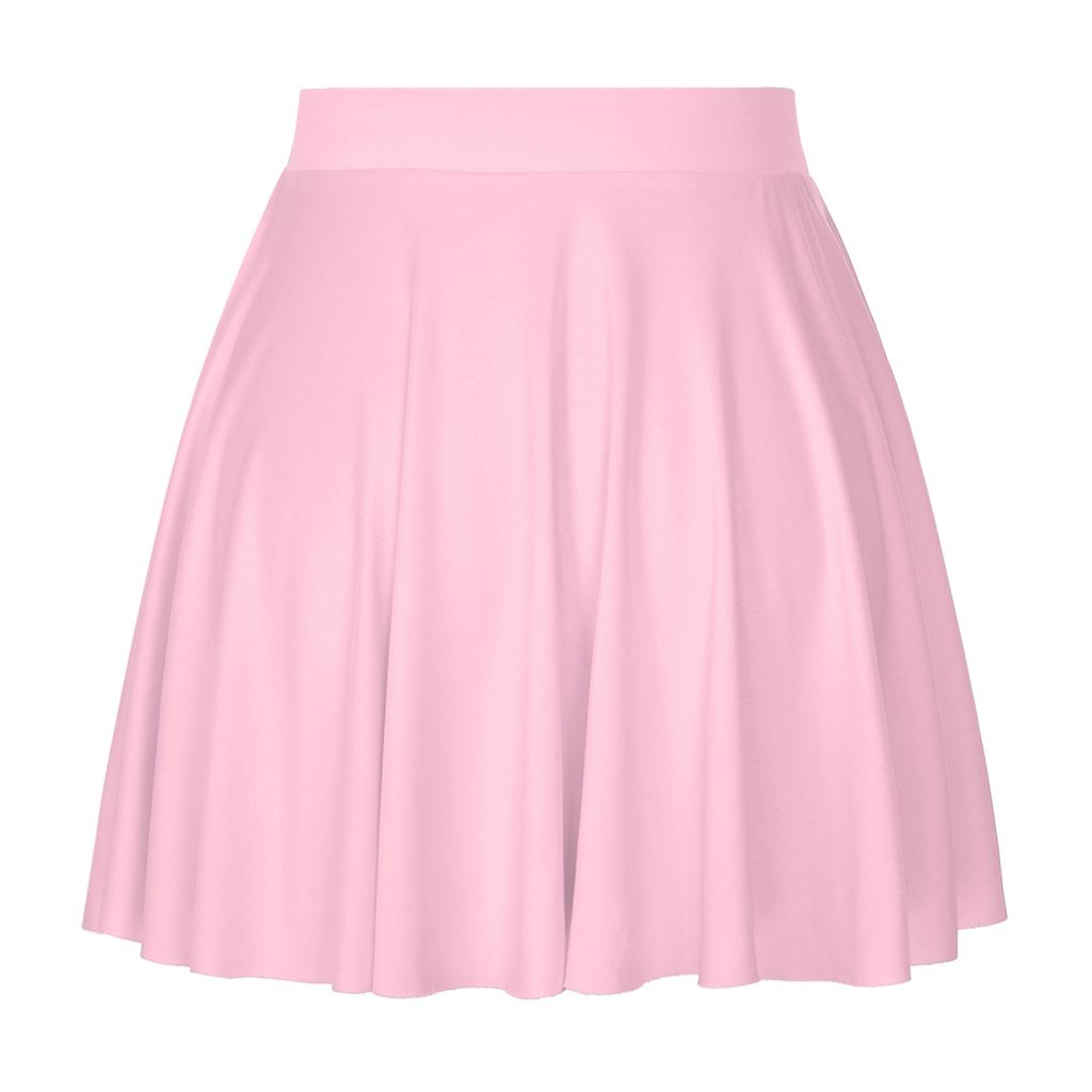 Falda de Color Sólido con Volantes para Mujer: Falda Acampanada Casual con Cintura Elástica para Ropa de Estar en Casa Ropa Deportiva
