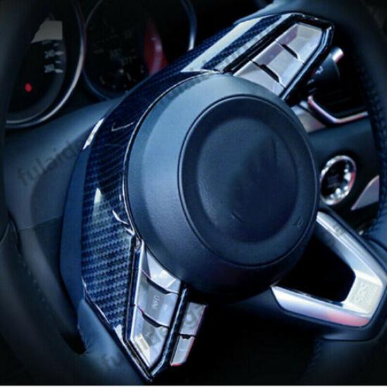 Carbon Fiber Interior Steering Wheel Button Cover Trim For Mazda CX-3 2016-2023