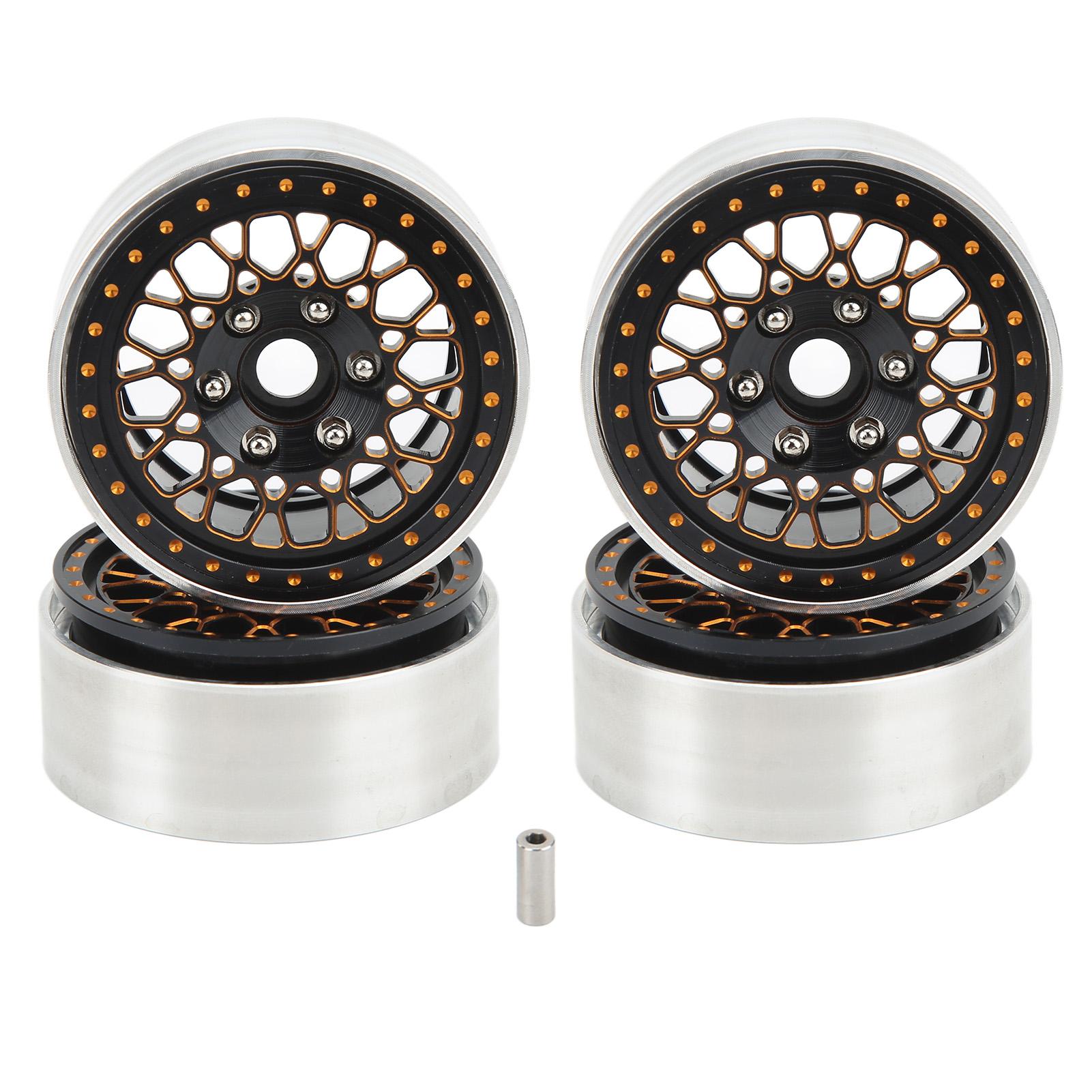 

4Pcs 1.9in Crawler Wheel Hub RC Aluminium Alloy Crawler Car Rims for Axial SCX10 90046 1 10 Black+Gold