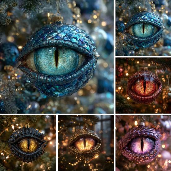 1/2Pcs Acrylic Dragon Eye Hanging Decoration 2D Flat Home Office Holiday Party Christmas Tree