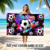 Soccer Theme Beach Towel Personalized Custom Name & Text Soft Quick Dry Beach Towel for Swimming Travel