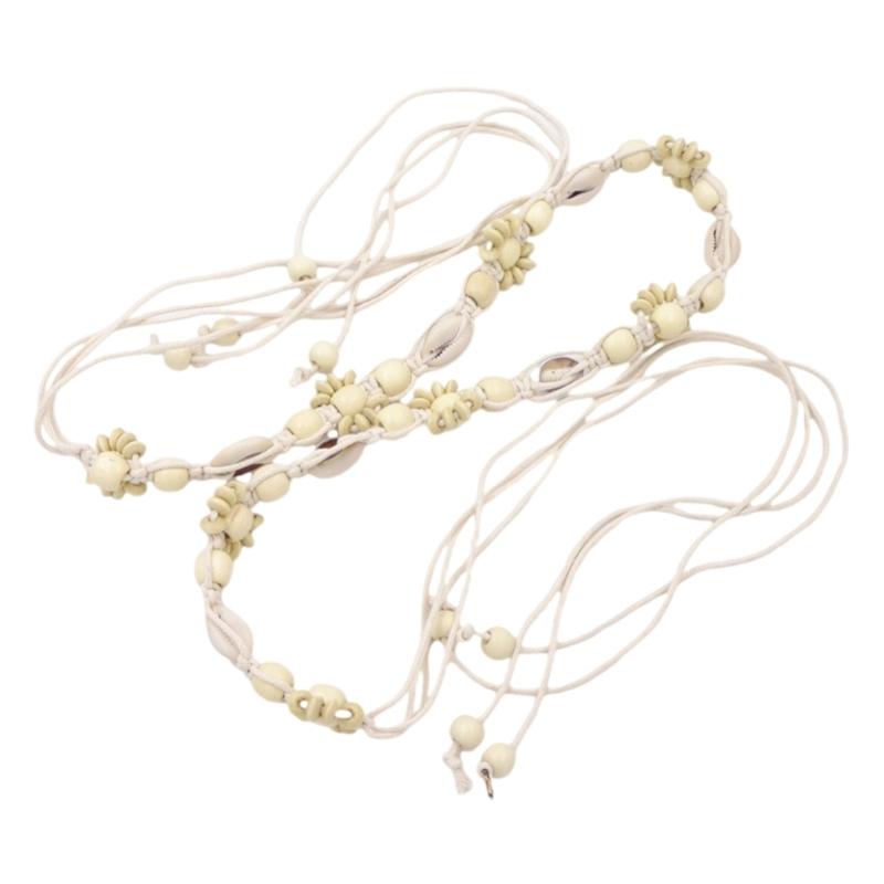 

Этническая веревка на талию из морских ракушек, регулируемый богемный пояс, украшение на талию для женщин, модный аксессуар для музыкального фестиваля 1 бежевый