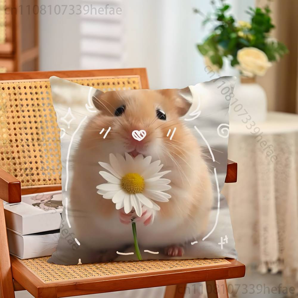 Cute Animal Hamster Throw Pillow Case For Decoration 30cm 50cm 55cm Square Home Pillowcase Case