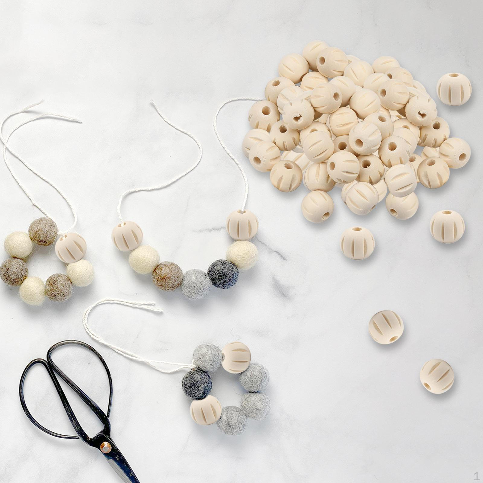 100x Unpainted Wooden Beads Unfinished Round Wood 0.8in Large Hole Loose Spacer for Jewelry