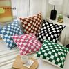 45x45CM Schaakbord Golf Stip Sierkussenhoes Geborduurde Stropdas Stempelen Taillekussenhoes Decor Huis Decoratieve Kussensloop
