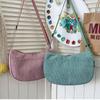 Korean Style Corduroy Shoulder Bag Cotton Cloth Canvas Handbag Solid Color Shoulder Bag  All-match