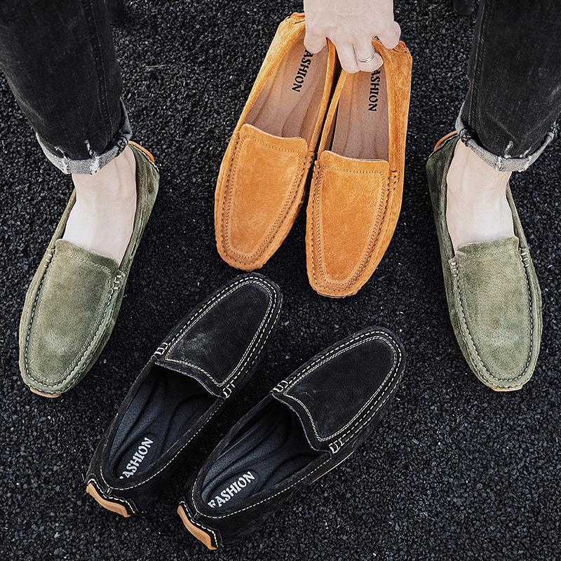 Fashion Handmade Men's Loafers Slip On Casual Shoes Summer New Breathable Sneakers Shallow Dress Shoes Plus Size Suede Leather Men Shoes