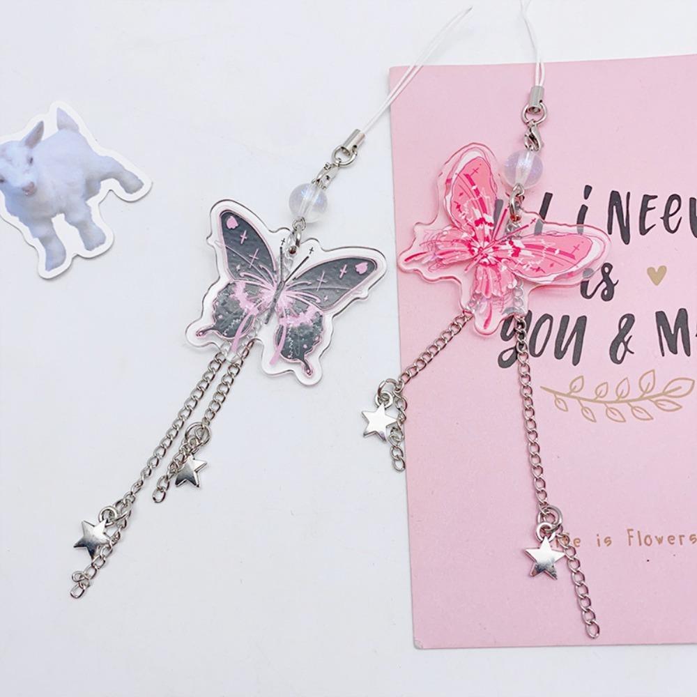 

Y2k Star Fringe Phone Lanyard Butterfly Butterfly Phone Chain Portable Key Chain Pendant Gift